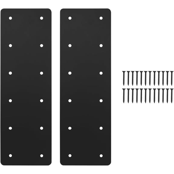 2 Pcs 15.7"x5" Heavy Duty Straight Steel Plate, 3MM Thick | Post to Beam Connector Repair Bracket, I Shape Strap, Pergola Brackets for Wood 6x6 6x8 Lumber, Powder Coated, Easy Install