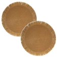 thumbnail image 1 of 2 Pcs 15" Natural Rustic Burlap Jute Placemat, Boho Round Paper Placemats, Rustic Woven Fade-Safe Tablemats,Braided Placemats for Home, Cafe or Events, 1 of 7