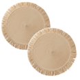 thumbnail image 1 of 2 Pcs 15" Natural Rustic Burlap Jute Placemat, Boho Round Paper Placemats, Rustic Woven Fade-Safe Tablemats,Braided Placemats for Home, Cafe or Events, 1 of 7