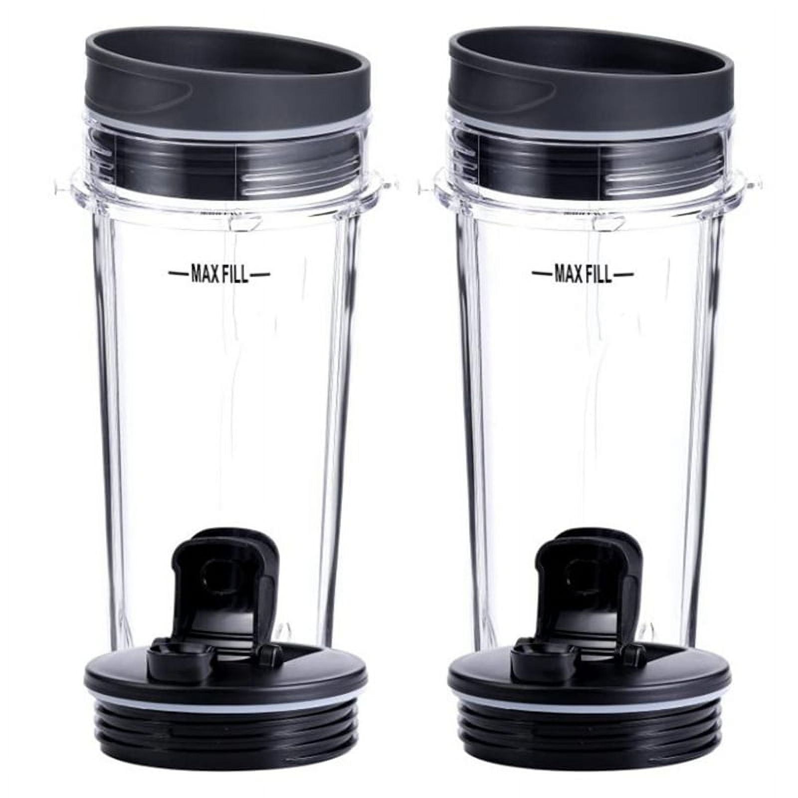 Replacement Blender Cup with Lids 16oz (2 Pack) For Nutri Ninja Pro BL660  BL663CO BL740 BL770 BL770W BL771 BL773CO BL780 BL780CO Ninja Professional
