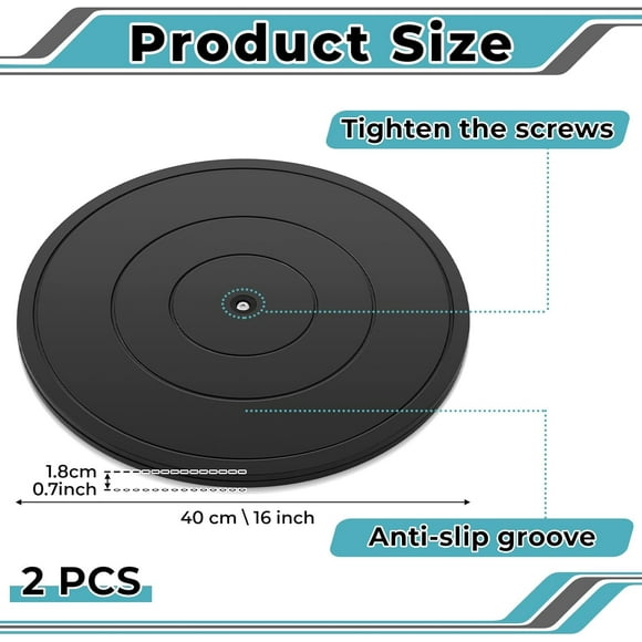 2 Pcs 16 Inch Heavy Duty Lazy Susan Turntable with Steel Bearings for Monitor, Cabinet, Speaker, TV