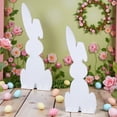 thumbnail image 1 of 2 Pcs 16" Wood Rabbit Cutouts for Painting, Unfinished Wooden Decor Kit for Adults, 1 of 7
