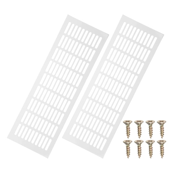 2 Pcs 18 x 6 Inch Door Air Vent Cover, Aluminum Grille Ventilation Cover with Mounting Screws for Cabinet Wardrobe Ceiling Door, Black