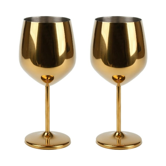 2 Pcs 18oz Gold wine glasses,18oz Unbreakable Steel Wine glass, Shatterproof Metal wine Goblets for Outdoor, Picnic,Party (GOLD)