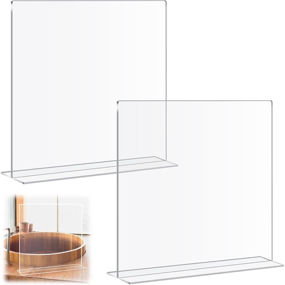 2 Pcs 19" x 18" Acrylic Splash Guard Sink Splatter Screens Clear Freestanding Panel Barrier Protective Shield for Kitchen Home Medical Complexes Schools Workspaces Restaurants Hospital