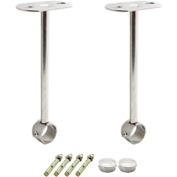 2 Pcs 1x10 Inch Stainless Steel Ceiling Mount Bracket Rod Holder For Shower Curtain Closet Wardrobe