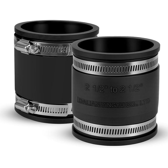 2 Pcs 2-1/2 IN Flexible PVC Pipe Coupling with Stainless Steel Clamps Fit 2-1/2 IN Nominal Pipes, Couplers for Plastic and Copper Pipe