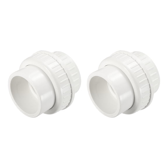2 Pcs 2 1/2" PVC Union Pipe Fitting, Schedule 40 Furniture Grade Slip Union Coupling Fitting with EPDM O-Ring for Plumbing Systems Irrigation Projects, Socket x Socket White