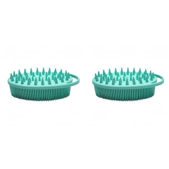 2 Pcs 2 in 1 Bath and Shampoo Body Brush, Silicone Body Scrubber for Shower, Exfoliating Brush, Silicone Loofah, Scalp Massager, Head Scrubber, Easy Clean, for Home, Spa, Sensory Use, 5.2"