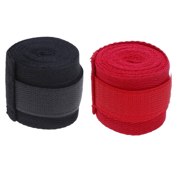 2 Pcs 2.5M Eslatic Cotton Sports Strap Boxing Bandage for Muay Thai Taekwondo Hand Gloves Wraps, Black & Red
