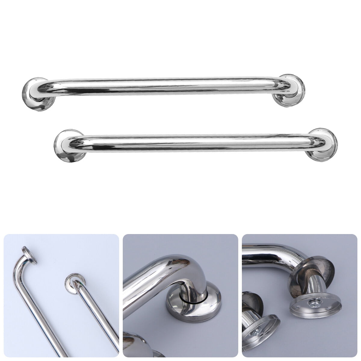 2 Pcs 2.5x40cm Silver Safe Toilet Bathroom Bathtub Handrails Safety