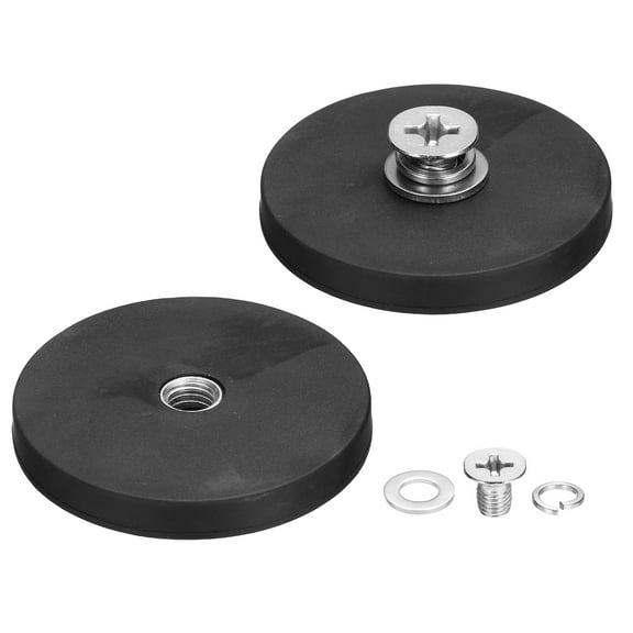 2 Pcs 2.6" Dia Rubber Coated Magnets, 44LBS Magnet Base with M10 Female Threaded Studs and Nut