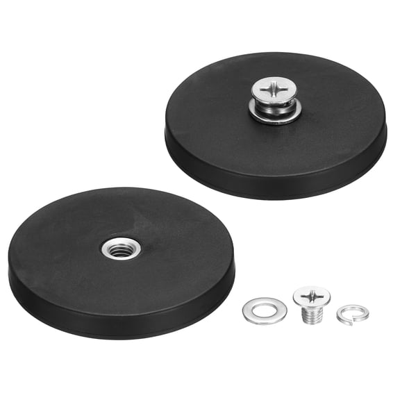 2 Pcs 2.6" Dia Rubber Coated Magnets, 44LBS Magnet Base with M8 Female Threaded Studs and Nut