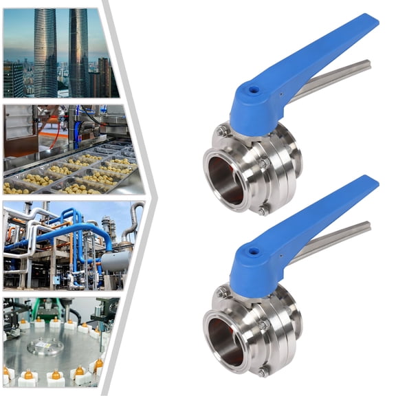 2 Pcs 2" Butterfly Valves Stainless Steel Butterfly Valve W/Blue Trigger Handle