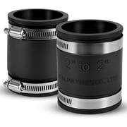 2 Pcs 2 IN Flexible PVC Pipe Coupling with Stainless Steel Clamps Fit 2 IN Nominal Pipes, Couplers for Plastic and Copper Pipe