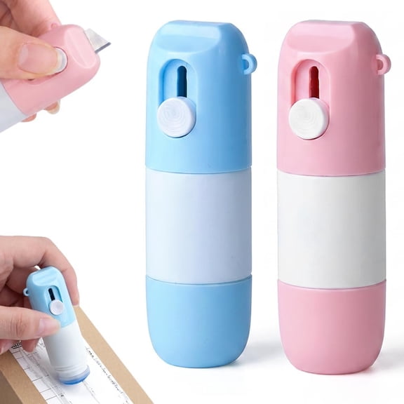 2 Pcs 2-In-1 Box Cutter & Thermal Paper Eraser,New Water-Based Thermal Paper Eraser Pen With Unboxing Knife For One Smear Printed Text Covering - Liquid Redacting Marker