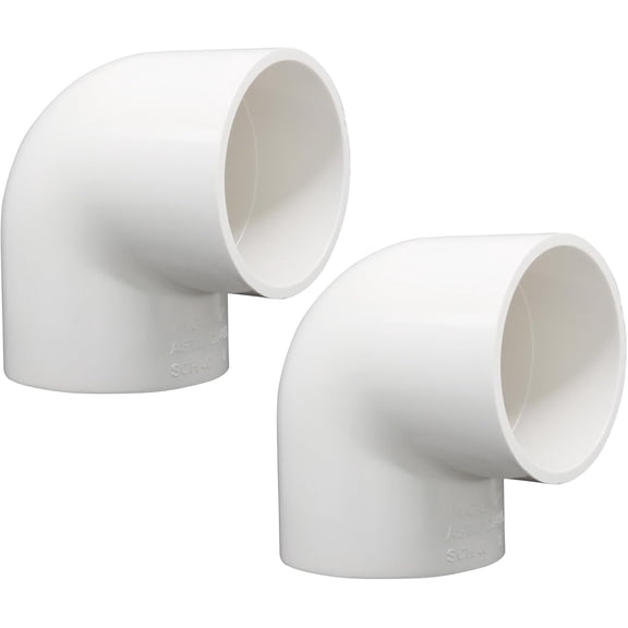 2 Pcs 2 Inch PVC 90 Degree Elbow Fitting - White Pipe Corner Fittings for Drip Irrigation System HE051-2, Sprinkler, DIY Furniture Building