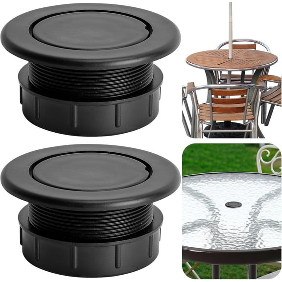 2 Pcs 2 Inch Parasol Umbrella Hole Ring Plug and Cap Set, Thicker Patio Table Hole Cover Insert, Deck Table Umbrella Holes Plug Replacement Parts for Outdoor Patio Table Garden Yard