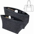 thumbnail image 1 of 2 Pcs 2 Sizes Purse Organizer Insert Makeup Storage Bag Small Items Storing Purse Middle Size Felt Bag Compatible for Most Handbag Tote Bag Inner Pocket Insert Black, 1 of 7