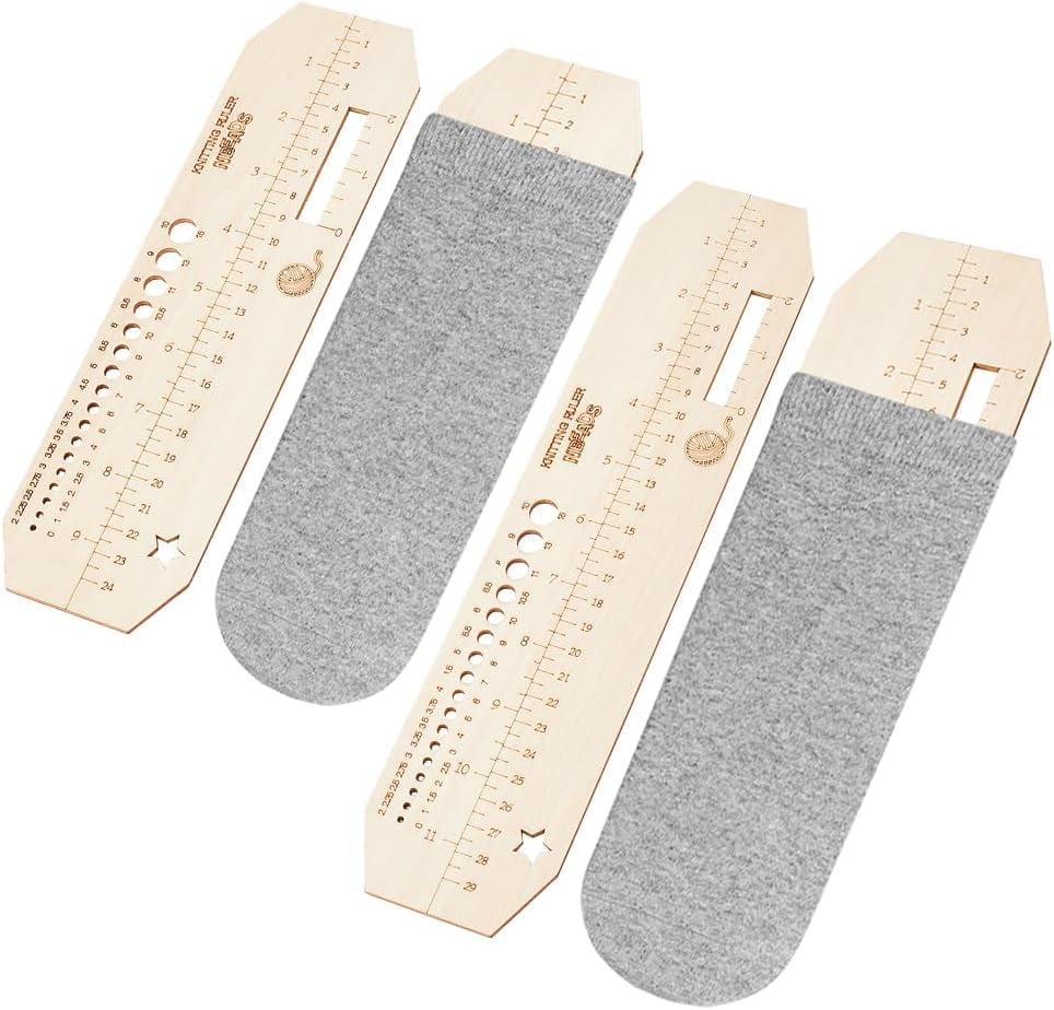 Wooden Knitting Gauge Ruler - Crochet & Knitting Needle Size Tool, 15cm X 15cm, For Crafters, DIY Sewing Measurement (Style A)