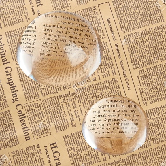 2 Pcs 2 Styles Dome Magnifier Paperweight Glass Magnifying Half Ball Lens