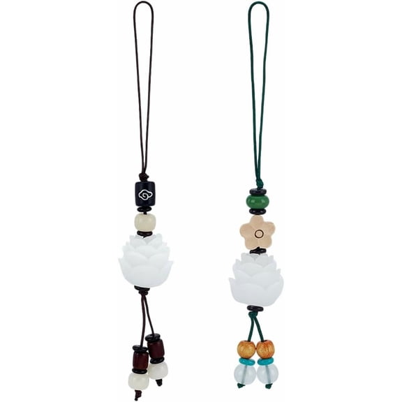 2 Pcs 2 Styles Resin Lotus Flower Phone Charm 5.3x0.7inch Mobile Phone Pendant Lucky Phone Charm Cell Phone Lanyard Decoration Cell Phone Strap for Mobile Phone Keychain Bag Accessories diy