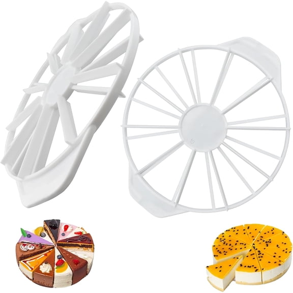 2 Pcs 2 Types Cake Portion Marker, Round Cake Marker Divider | Double Sided Slices for Equal Portions, Divider 10/12 & 14/16 for Even Slices