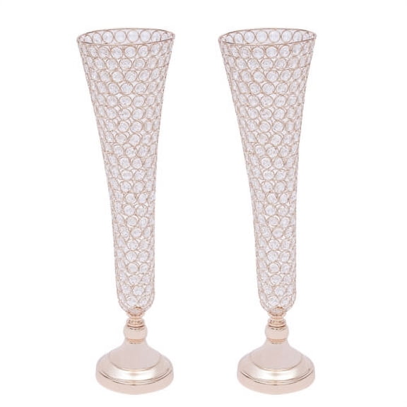 2 Pcs 20.86" Tall Crystal Vase Road Guide Wedding Stage Decorations for Ceremony