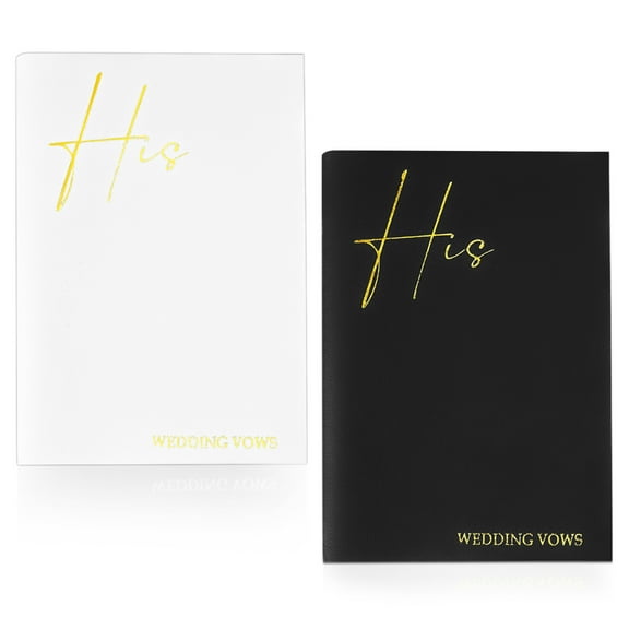 2 Pcs 20-Page Vow Books His and Hers, Bride & Groom Wedding Vow Books with Gold Foil Lettering, Wedding Vow Booklet Officiant Journal for Ceremony Keepsake (A6, White & Black)