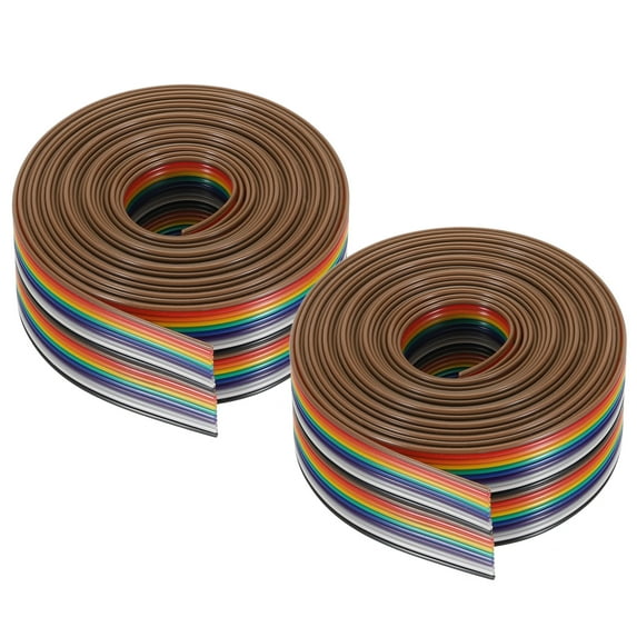 2 Pcs 20 Pin Flat Rainbow Ribbon Cable 9.84FT 1.27mm Pitch Breadboard Jumper Wires