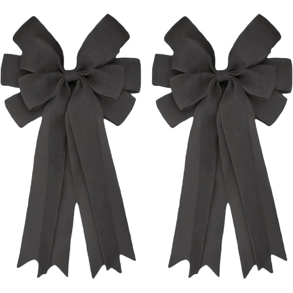 2 Pcs 20 x 10 Inch Large Burlap Bows Easter Wreaths Bow for Gift Wrapping Spring Tree Topper Front Door Home Decorations