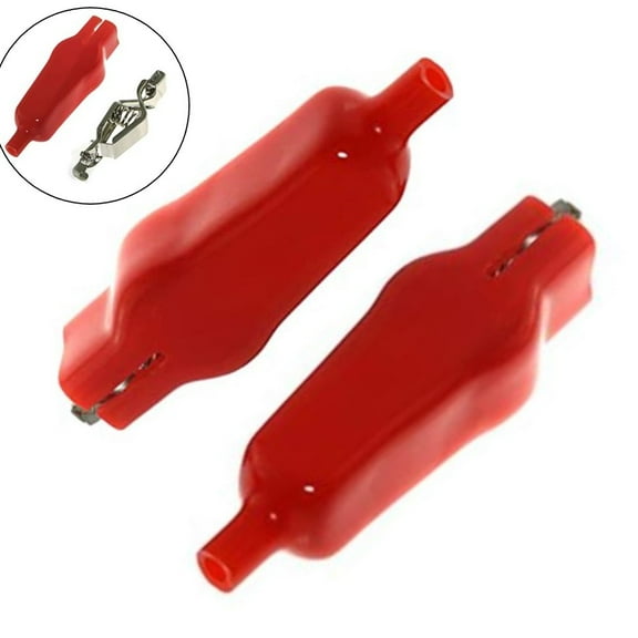 2 Pcs 20A Sheathed Alligator Clips Electrical DIY Test Leads Crocodile Clips