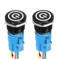 thumbnail image 1 of 2 Pcs 22mm Push Button Switch, IP66 1NO1NC 12-24V 3A Momentary Latching Push Button Starter Light on Off Switch Self-locking with White Light Switch, Aluminum Alloy Flat Head Black, 1 of 7