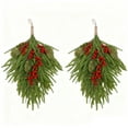 thumbnail image 1 of 2 Pcs, 23.6" Length Artificial Christmas Teardrop Swag, Faux Pine Needles Teardrop Door Swag, Christmas Norfolk Greenery Teardrop Wreath for Xmas Door Table Mantle Fireplace Indoor Outdoor Decor, 1 of 7