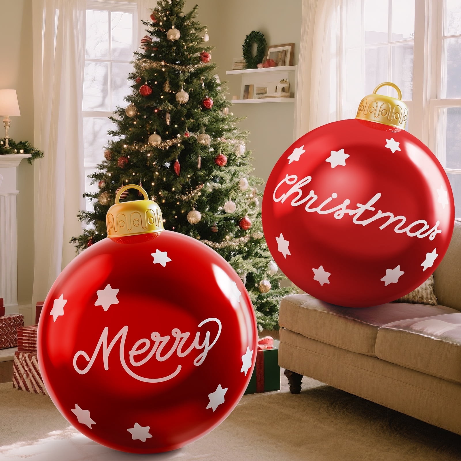 HKKDKTA 2 Pcs 24 inch Inflatable Ball Giant PVC Inflatable Decorated ...