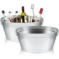 2 Pcs 24 Quart 6 Gallon Hammered Stainless Steel Beverage Tub Heavy