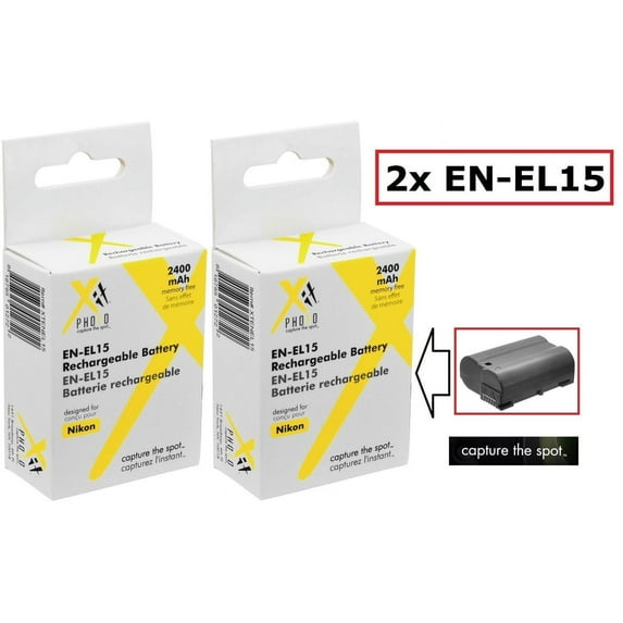 2-Pcs 2400mAh Hi Capacity EN-EL15 Li-Ion Replacement Battery for Nikon EN-EL15