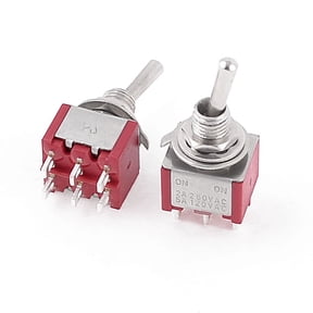 2 Pcs 250V 2A 120V 5A ON/ON 2 Position DPDT 6 Terminals Toggle Switch