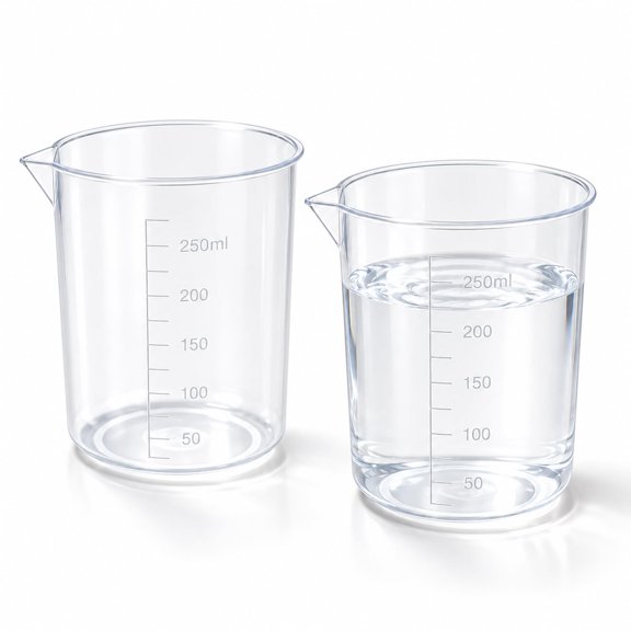 2 Pcs 250ml Clear Plastic Measuring Cups, Graduated Beaker Jugs with Pour Spout, Liquid Measuring Tool for Lab, Kitchen Cooking & Baking