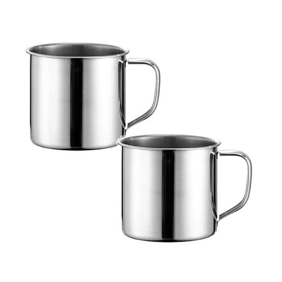 2 Pcs 250ml Stainless Steel Drinking Cup Small Stainless Steel Coffee Cup with Handle Camping Coffee Mug Drinking Soup Cup Outdoor Camping Hiking Tea Mug Cup Mini Cup for Drinking Tea Coffee, Silver