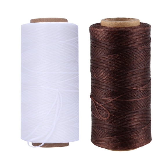 2 Pcs 260M 150D 1MM Leather Sewing Waxed Wax Thread Hand Needle Cord Craft DIY :White & Light Brown,2 x Thread,White & Light Brown