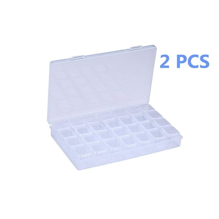 2 Pcs 28 Grids Diamond Embroidery Box, Adjustable Diamond Painting Accessories Nail Accessory Storage Boxes for DIY Art Craft