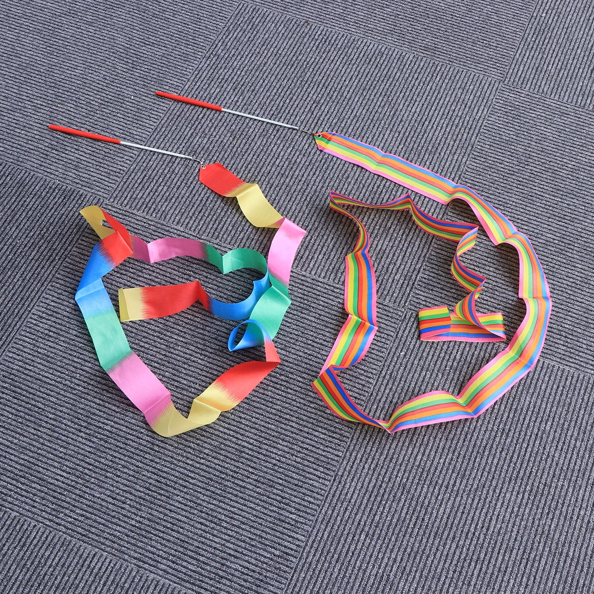 2 Pcs 2M Rhythmic Art Gymnastics Ribbon with Stick Children Dancing Streamers Riband Twirling