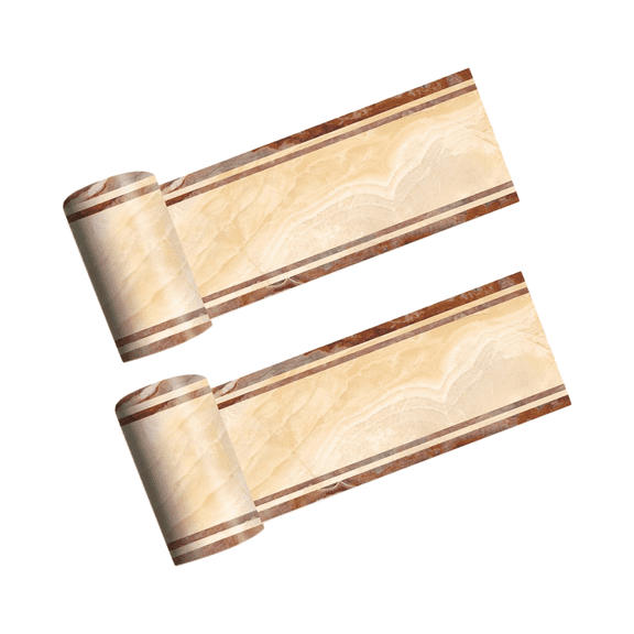 2 Pcs 2M Self-Adhesive Side Line Tile Sticker Yellow Marble Bathroom Kitchen Restaurant Wall Stair Floor Border