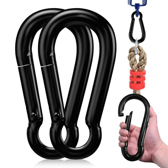 2 Pcs 3.15” Spring Snap Hooks 460LBS Capacity, Carabiner Quick Link Snap Hooks, Heavy Duty Carbon Steel Carabiner Clip for for Indoor & Outdoor, Camping, Climbing, Fishing, Hiking