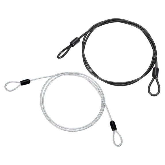 2 Pcs 3/16" Dia Vinyl Coated Stainless Steel Cable with Loops, 4ft (48") Flexible Wire Rope, Black/Transparent