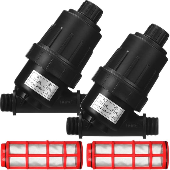 2 Pcs 3/4" NPT Drip Irrigation Y Filter, 3/4" MPT Inline Y Filter with 120 Mesh Stainless Steel Screen and Flush Cap for Garden Hose Irrigation System Parts