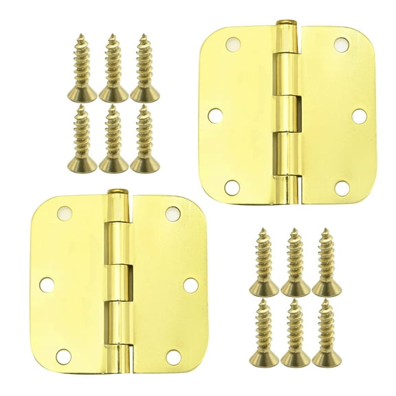 2 Pcs 3.5" Rounded 5/8 Radius Interior Self-Closing Door Hinges, Spring-Loaded Hinge with Adjustable Tension, Mortise Spring Hinge for Residential Standard Bedroom