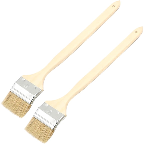 2 Pcs 3 Inch 75mm Long Wood Handle Metal Ferrule Bent Paint Brush Radiator Brush Beige