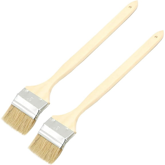 2 Pcs 3 Inch Long Handle Paint Brushes, Wooden Handle Radiator Brushes